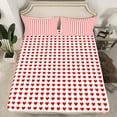 thumbnail image 2 of Manfei Cute Heart Print Twin Sheet Sets for Girls, Red White Twin Fitted Sheet, Love Theme Flat Sheet, Luxury Bedroom Decor 3pcs, 2 of 7