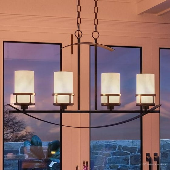 Urban Ambiance Luxury Rustic Chandelier Large Size 18 5 H X 32 W With Craftsman Style Elements Banded Wrought Iron Design Forged Finish
