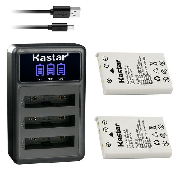 Kastar 2 Pack EN-EL5 Battery and Triple Charger Compatible with Nikon Coolpix P100, Coolpix P500, Coolpix P510, Coolpix P520, Coolpix P530, Coolpix P5000, Coolpix P5100, Coolpix P6000 Camera