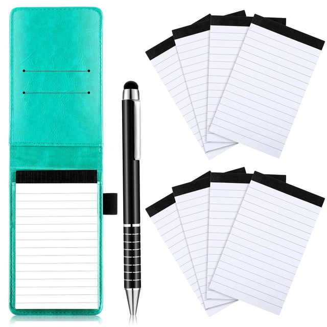 Set Mini Porta Bloc de Notas de Bolsillo Outus con Cubierta de Cuero y Bolígrafo