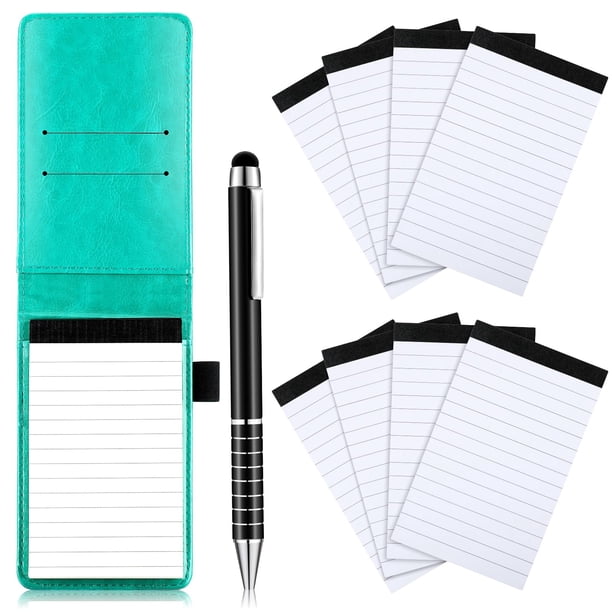Set Mini Porta Bloc de Notas de Bolsillo Outus con Cubierta de Cuero y Bolígrafo