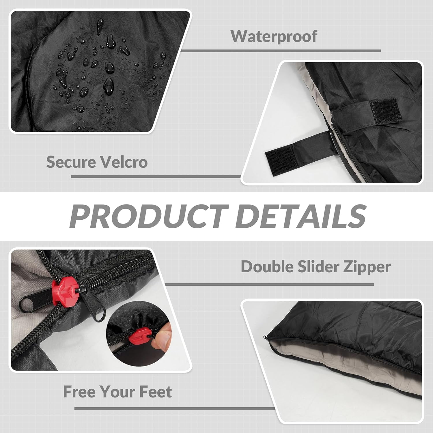 Sleeping Bag for Adults Teens Kids Cold Warm Weather, Portable Waterproof & Lightweight, Compact with Compression Sack, for 3-4 Seasons Camping, Backpacking, Hiking, Travel, Indoors Outdoors