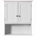 thumbnail image 5 of Wall Mount Bathroom Cabinet Wooden Medicine Cabinet Storage Organizer Double Door with 2 Shelves, and Open Display Shelf, 5 of 6