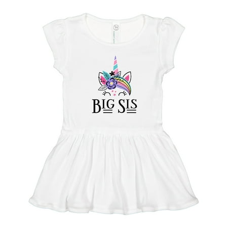 

Inktastic Sister Announcement Big Sis Unicorn Face Gift Toddler Girl Dress