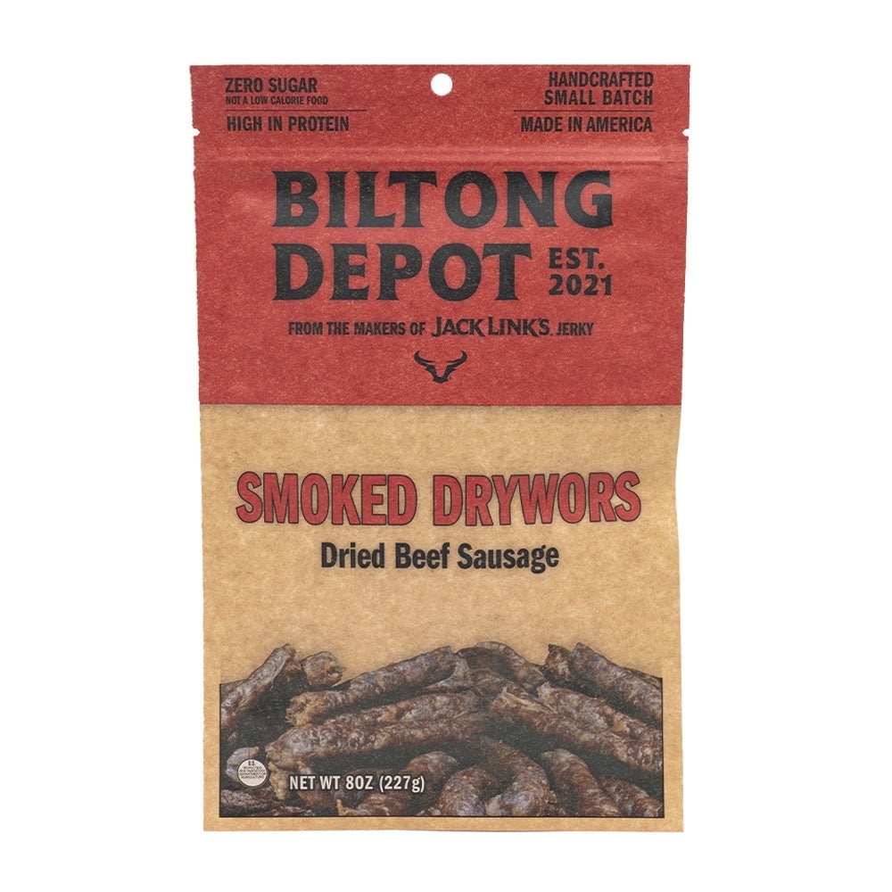 Biltong Depot Smoked Drywors (8oz): High Protein Snack, No Sugar, Natural Dried Beef Sausage Stick