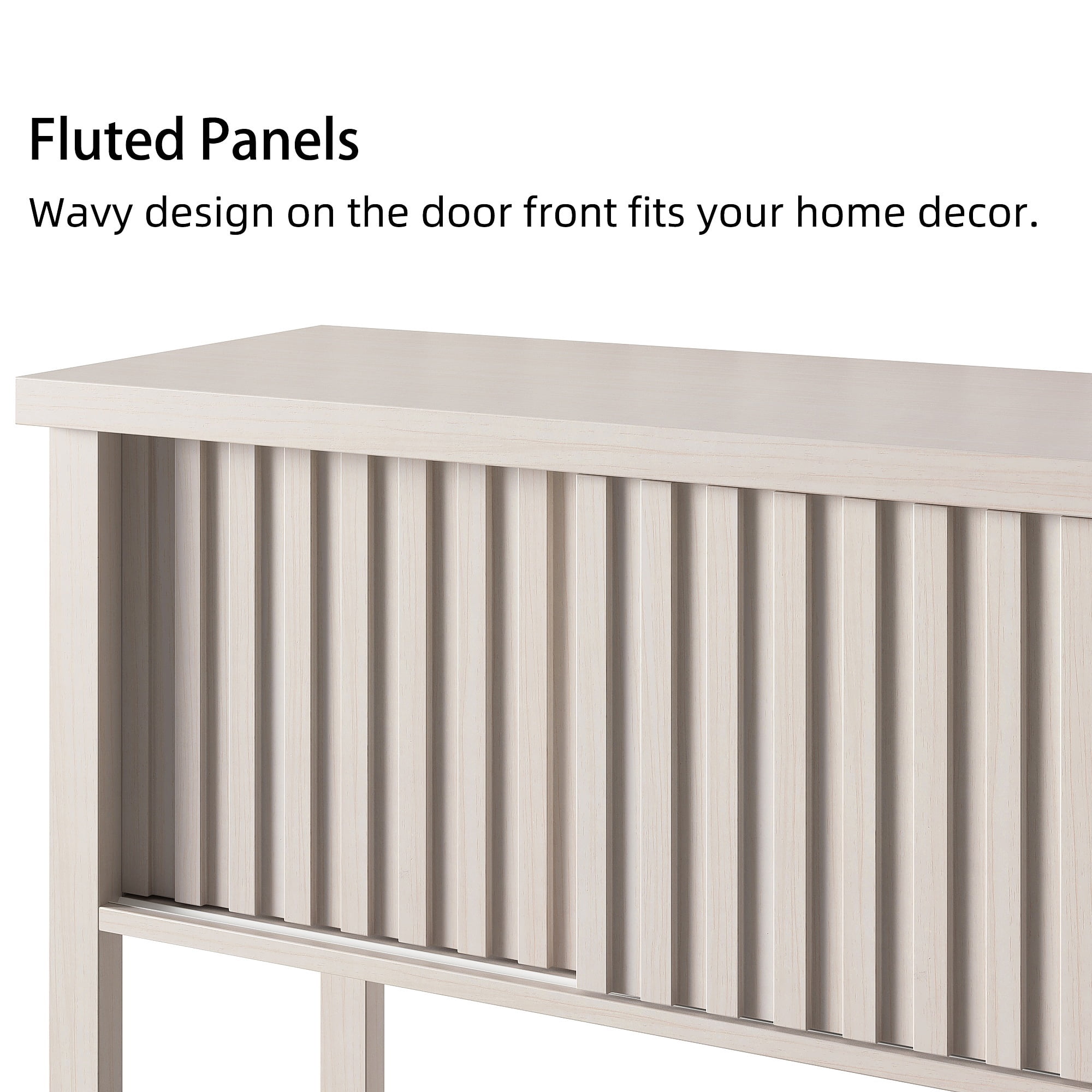 31.5" Small Entryway Display Table, Wooden Console Table with 2 Sliding Doors, Storage Accent Sofa Table with Open Shelf