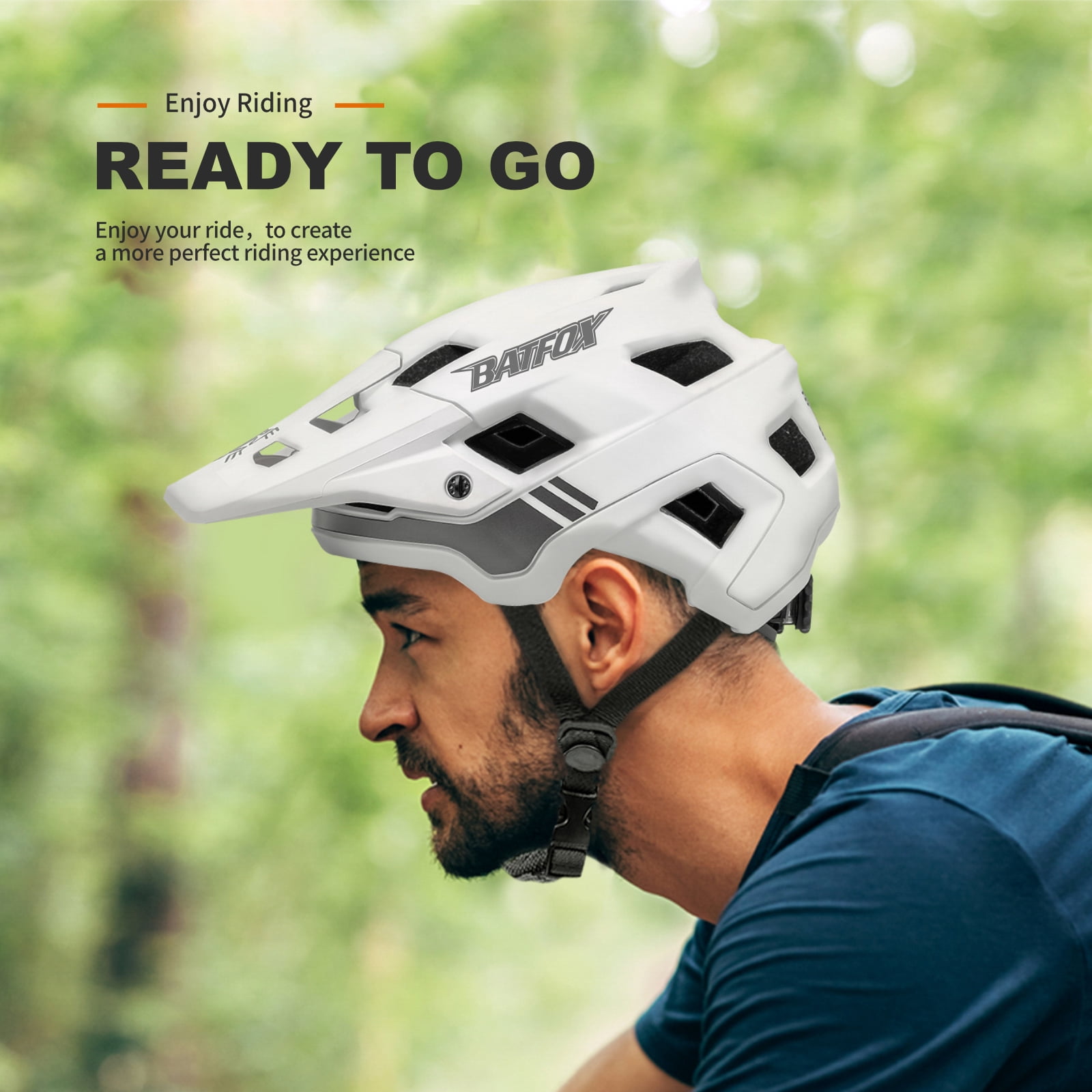 BATFOX MTB Helmet Bike Helmets for Men & Women | Enhanced Impact Protection, Comfortable & Adjustable Fit(White,M)