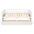 thumbnail image 3 of Twin Size Daybed with 2 Storage Drawers,Solid Wood Day Bed Frame with Safety Fence,Sofa Bed for Bedroom,Living Room,White, 3 of 7