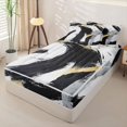 thumbnail image 2 of Homewish Gold Black Gradient Zipper Full Size Comforter Sets with Fitted Sheet and 2 Pillowcases,Modern Artwork Zipper Bedding Set,Black Reversible,4pcs, 2 of 8