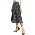 thumbnail image 4 of MODA NOVA Junior's Summer Floral Print Chiffon Waistband Midi A Line Skirt Black 9, 4 of 5