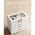 thumbnail image 3 of Caja de Joyas, Caja Joyero de 4 Niveles, para Gafas de Sol, Joyas Grandes, Tapa de Cristal, 3 Cajones, Blanco Nube y Dorado, 3 of 5