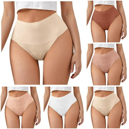 PFWOWB 5Pcs Womens Underwear Womens High Waisted Thongs Panties Lightweight Soft Stretch High Cut Underwear Red