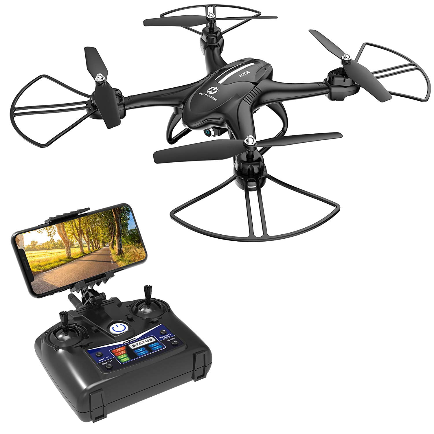 Holy Stone HS110D FPV RC Drone with 720P HD Camera Live Video 120/° Wide-Angle WiFi Quadcopter with Altitude Hold Headless Mode 3D Flips RTF with Modular Battery Color Black