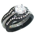 thumbnail image 2 of His Hers 4 Piece Black Stainless Steel & Titanium Matching Wedding Band Ring Set, 2 of 4