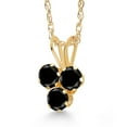 thumbnail image 2 of Gem Stone King 14K Yellow Gold Black Diamond 3-Stone Pendant Necklace for Women (0.30 Cttw, Gemstone April Birthstone, Round 3MM, 18 inch Chain), 2 of 4