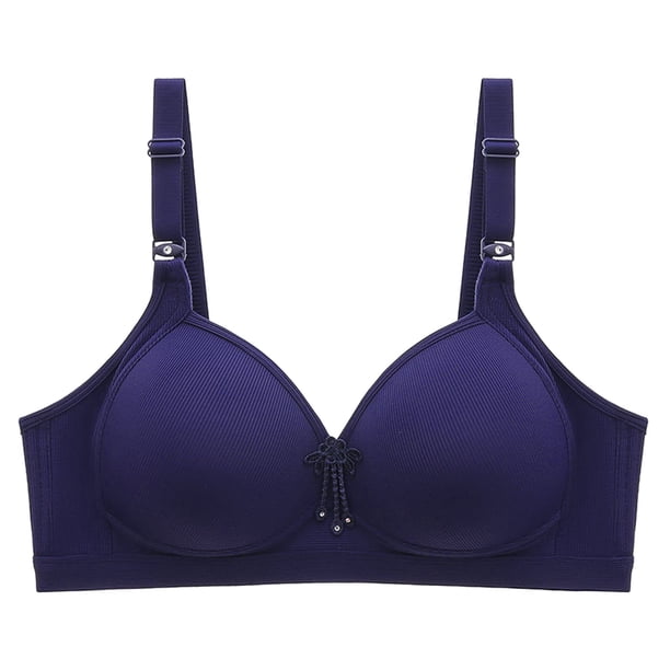 Gibobby Sujetador y cómodo para mujer, nuevo, y de, estilo sin, Sexy y cómodo, para edad y vejez Sujetador deportivo para mujeres(Azul oscuro,36)