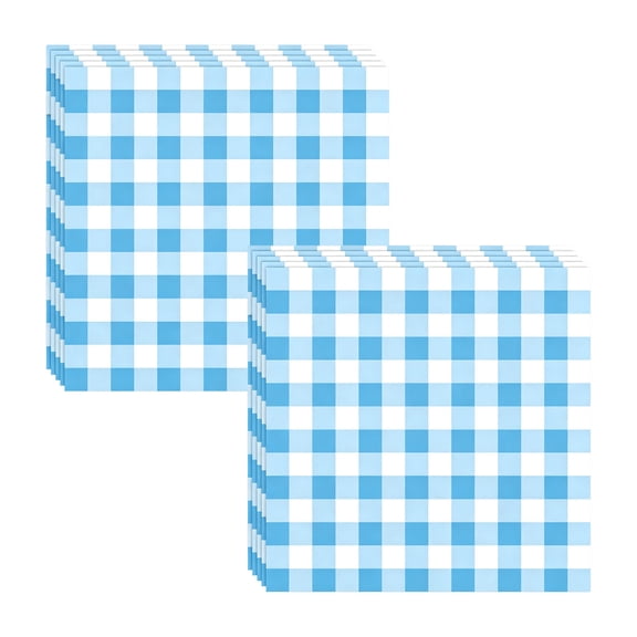 20 Piece Plaid Paper Napkins, Blue and White Checkered Design, Fall and Holiday Party Supplies, 6.5 x 6.5 in, 20 Count