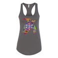 thumbnail image 2 of Wild Bobby, Colorful Neon Seal Animal Lover Ladies Racerback Tank Top, Dark Grey, Large, 2 of 3