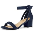 thumbnail image 1 of Sandalias de tacón Bajo con correa de tobillo Allegra K para Mujer Azul Marino 37, 1 of 6