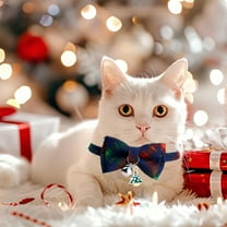 Fwttom Christmas Bow Pet Collar - Xmas Decorative Collar Pet Accessories with Bell, Cat Dog Collar for Puppy Kitten Small-Sized Pets, Christmas Decorations