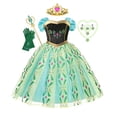 thumbnail image 1 of Disney Frozen Anna princesa vestido para niñas Puff manga malla vestido de graduación niños Navidad Cosplay Snow Queen fiesta de cumpleaños disfraces 4T (etiqueta 120) Gao Jinjia LED, 1 of 2