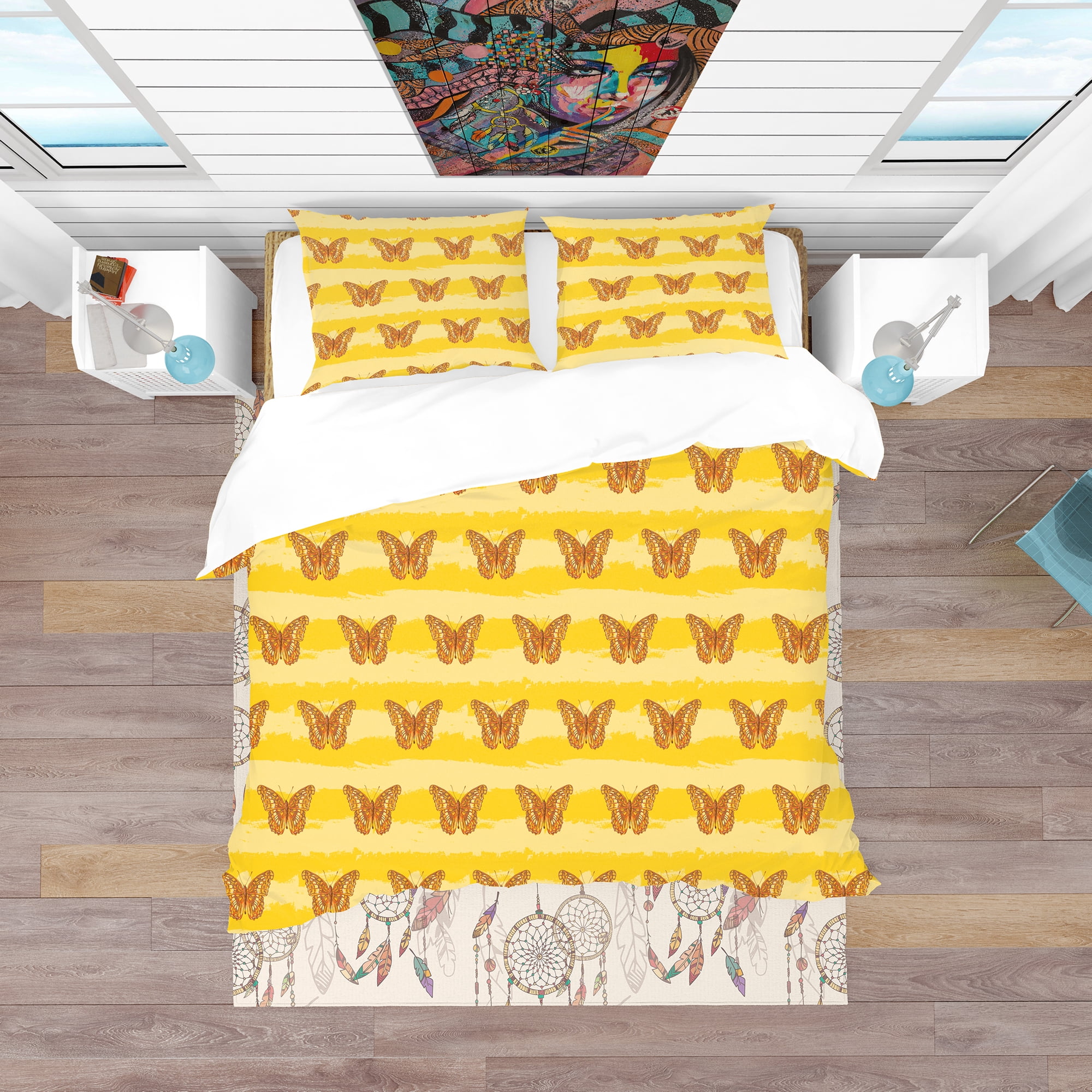 Designart 'Pattern of Butterflies' Modern & Contemporary Duvet Cover Set