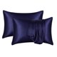 thumbnail image 1 of Juego de 2 fundas de almohada de satén azul marino: fundas de almohada sedosas para cabello y piel. Fundas de almohada con cierre de sobre, similares a las fundas de almohada de seda., 1 of 4