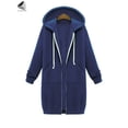 thumbnail image 3 of PULLIMORE Womens Casual Zip up Hoodies Plus Size Long Hooded Sweatshirts Jackets with Pockets (3XL, Navy Blue), 3 of 8