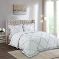 thumbnail image 1 of Marina Decoration Lush Ruffled Textured Shabby Chic Stitching Coverlet Bedspread Ultra Soft Solid Summer Embroidered Quilt Set with Quilted Shams, Grey Color, 1 of 6