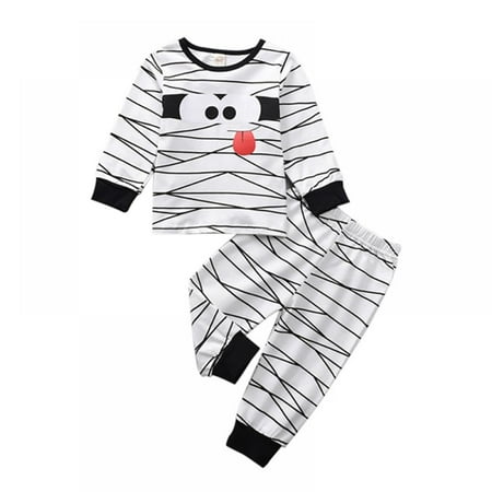 

SYNPOS Toddler Baby Boy Halloween Outfit PJS for Kids Funny Mummy Sweatshirt Pants Pajamas Set 6-12 Months