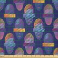thumbnail image 2 of Ambesonne Retro Fabric by the Yard Microfiber, Striped Male Faces Drawing, 3 Yards, Navy Blue Pale Orange, 2 of 2