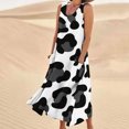 thumbnail image 1 of ICHUANYI Clearance Womens Summer Casual Round Neck Beach Pockets Sleeveless Printed Dress(Black, XXL) ICHUANYI WER2023081507881, 1 of 7