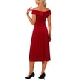 thumbnail image 3 of INSPIRE CHIC Women's Velvet Dress Off the Shoulder Vintage Cocktail Evening A-Line Dresses XL Red, 3 of 4