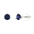 thumbnail image 2 of 1 Ct Round Cut Studs Blue Sapphire 14K White Solid Solid Gold Everyday Dainty Earrings Screw Back, 2 of 7