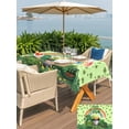 thumbnail image 4 of Green Gnomes St. Patrick's Day Outdoor Tablecloth - 60x84 Inch Rectangle Dining Table Cover, Lucky Clovers Rainbow Waterproof Outdoor Table Cloth with Umbrella Hole & Zipper for Picnic/Patio/Party, 4 of 7