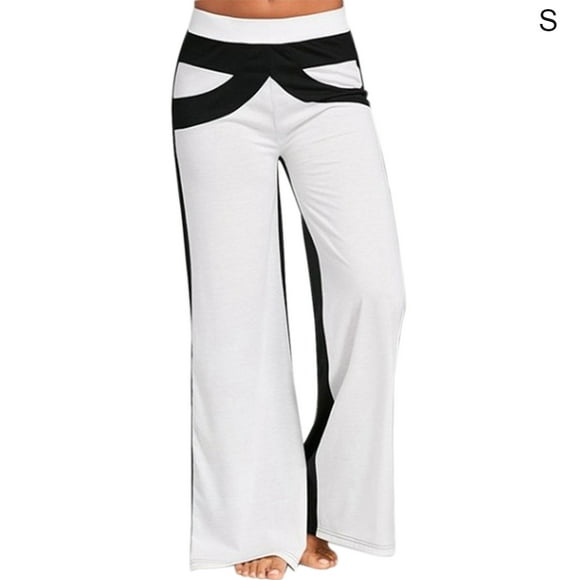 Pantalones de mujer Pantalones deportivos de retazos Pantalones de chándal casuales de pierna ancha sueltos, Blanco, S sidaley AP002168-01