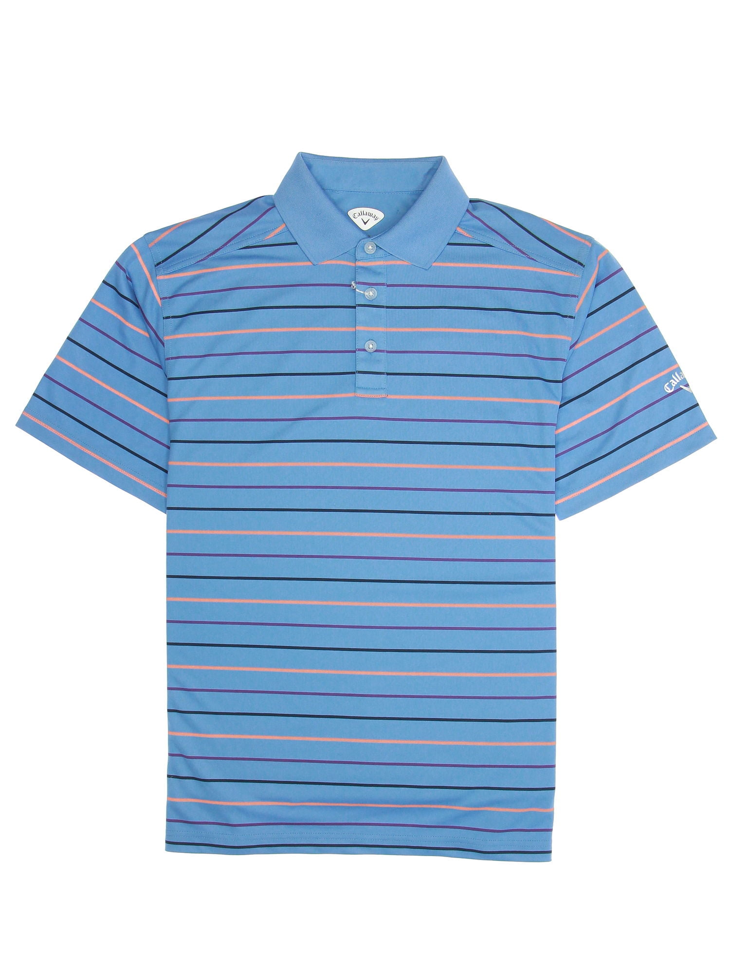 Callaway Golf Men's Striped Polo Shirt Golf (Medium, Riviera)