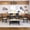 Gray + Rubber Wood + Foam, variant on 6-Piece Wood Half Round Dining Table Set Kitchen Table Set with Long Bench and 4 Dining Chairs, Modern Style, Gray