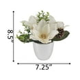 thumbnail image 2 of Flora Bunda 8.5" Artificial Plastic Magnolias with Gold Trim in Silver Planter, 2 of 2