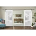 thumbnail image 3 of Sliding Double Barn Doors with Hardware | Lucia 2552 Matte White with Opaque Glass | 13FT Rail Sturdy Set | Kitchen Lite Wooden Solid Panel Interior Bedroom Bathroom Door, 3 of 6