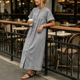 thumbnail image 6 of Aimik Womens Long Maxi Dress Button Down Short Sleeve Baggy Shirt Dress with Pockets Loose Comfort Dress for Summer Beachwear, 6 of 6