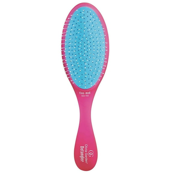Olivia Garden OG Brush Detangler, removable cushion, scalp hugging shape massages the scalp, for wet or dry hair, for women, men and children, Fine to Medium hair, Pink