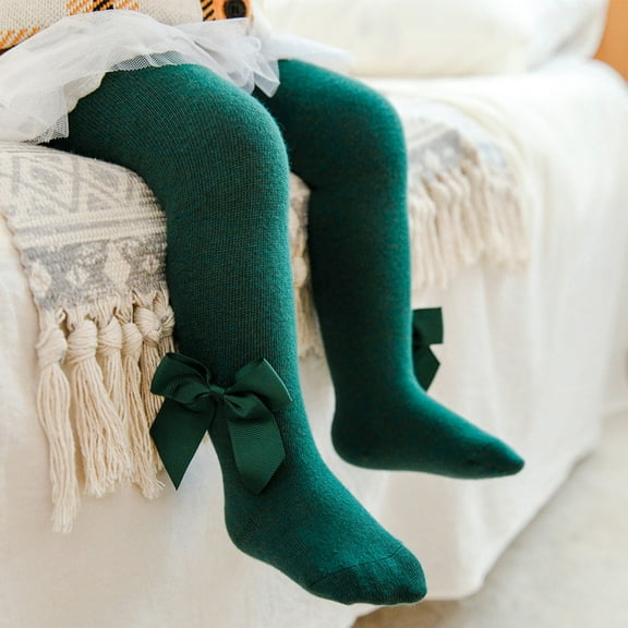 Odeerbi Thermal Leggings for Toddler Girls Cotton Pantyhose Tights Socks Baby Children's New Combed Bow Bottom Pants