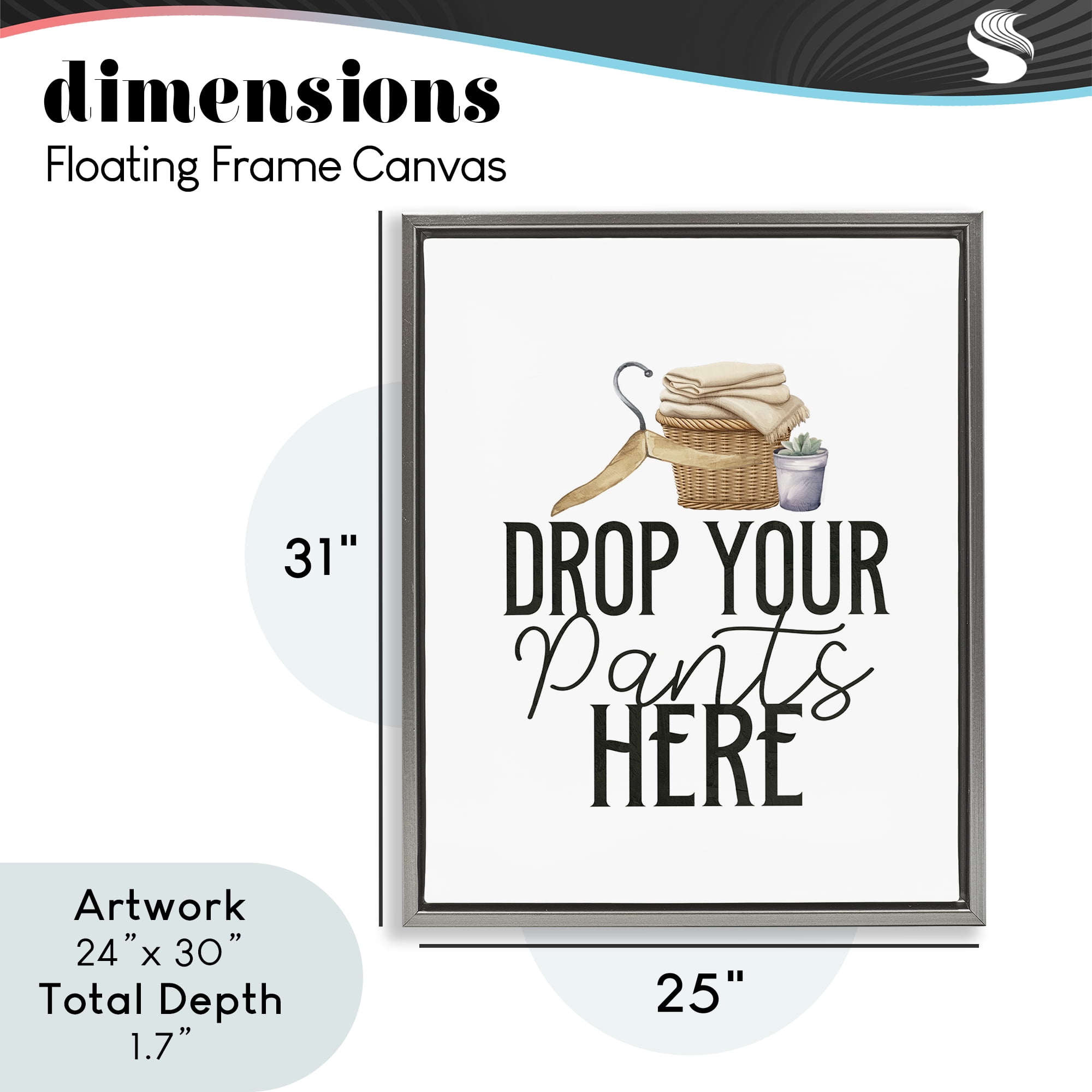 Drop Your Pants Here Minimal Gray Framed Floater Canvas Wall Art, design by Kim Allen