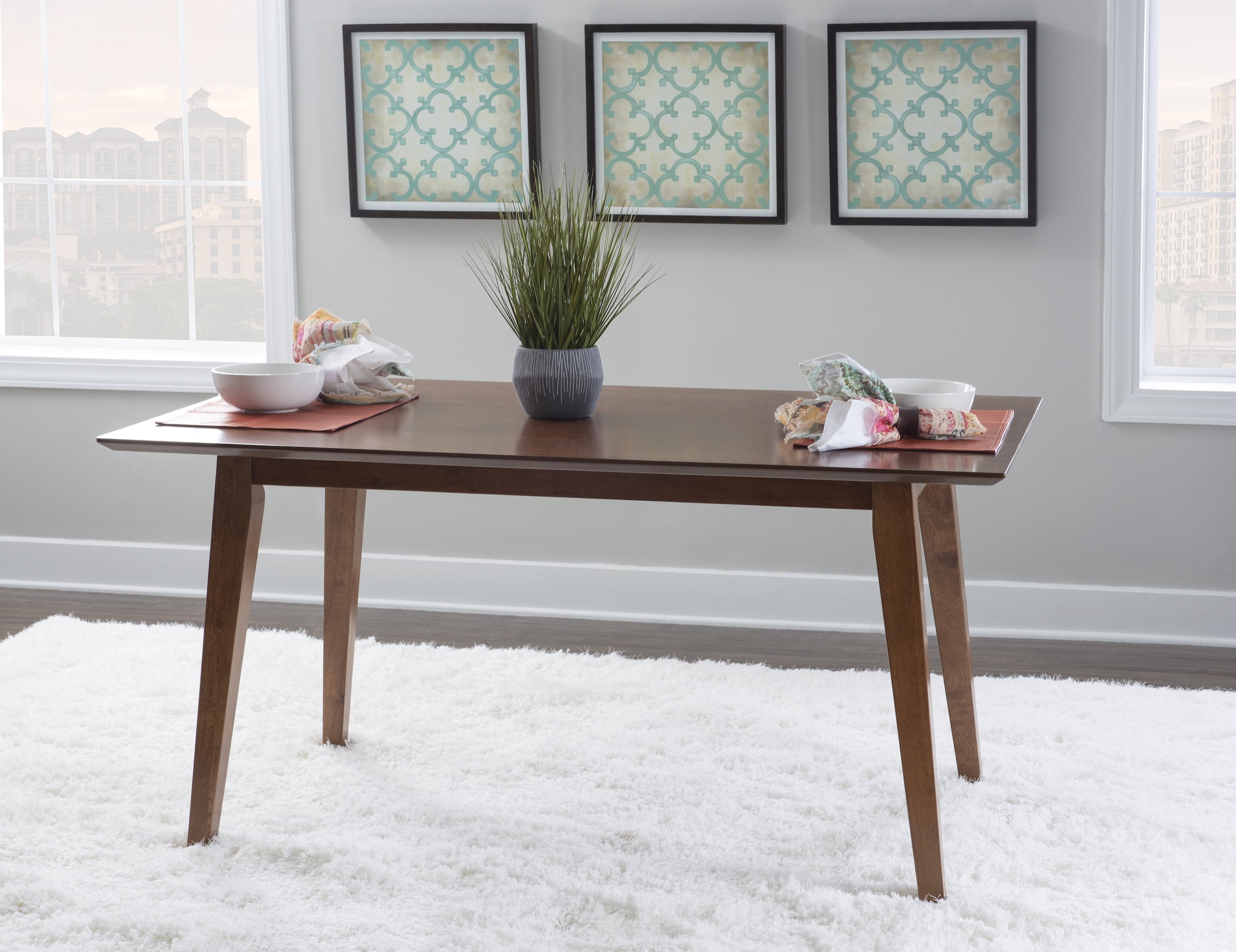 Holden Mid-Century Modern 7-Piece Dining Set, Brown