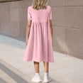 thumbnail image 4 of Vmvidoty Girls Casual Dress Puff Sleeve A-Line Swing Flared Party Birthday Formal Dresses Pink 140, 4 of 7