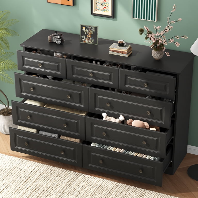 9 drawer dresser black Drawers Wood Cabinet White Antique Handles Bedroom - Bed Bath & Beyond crafted appeal for a simplier way of living Glenview 9 Drawer Dresser -