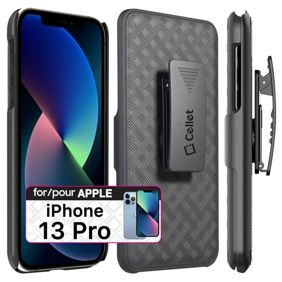 Cellet Shell Holster Kickstand Case with Spring Belt Clip Compatible with Apple iPhone 13 Pro