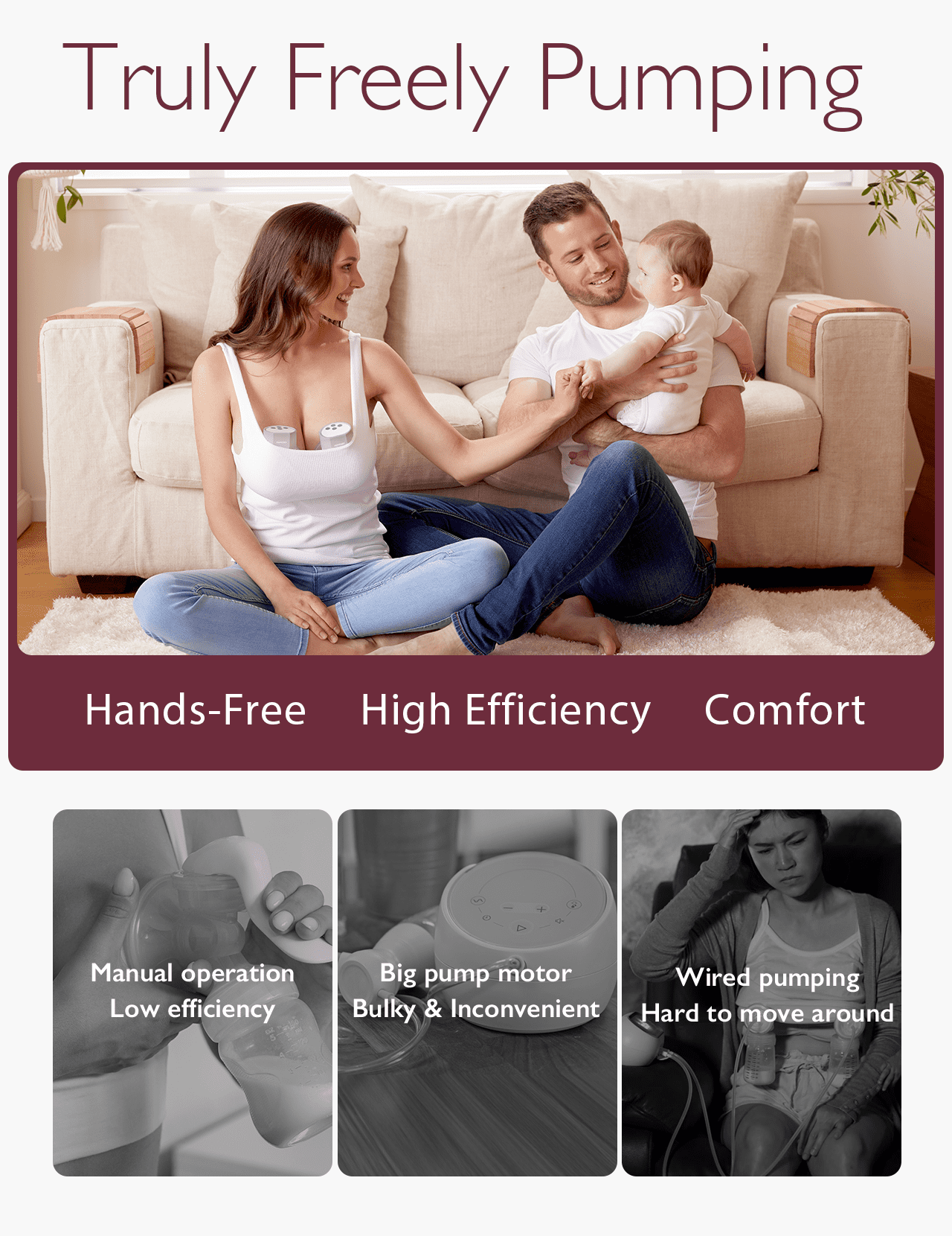 Momcozy S12 Pro Electric Breast Pump Hands Free, Wearable Breast Pump 24mm Gray