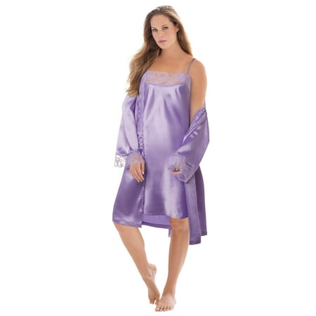 

Amoureuse Women s Plus Size The Luxe Satin Short Peignoir Set Pajamas